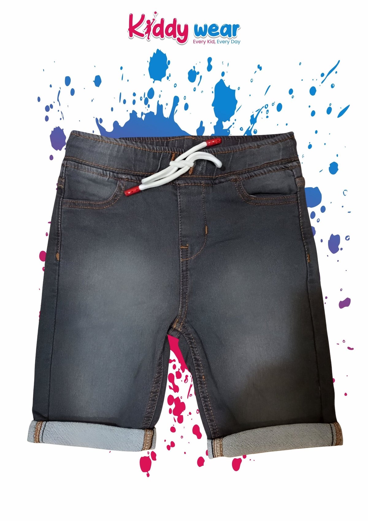 Boys' Faded Black Denim Shorts - Kiddy Wear