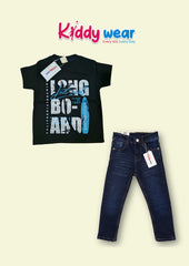 Kids' White Bicycle T-Shirt & Navy Pants Set