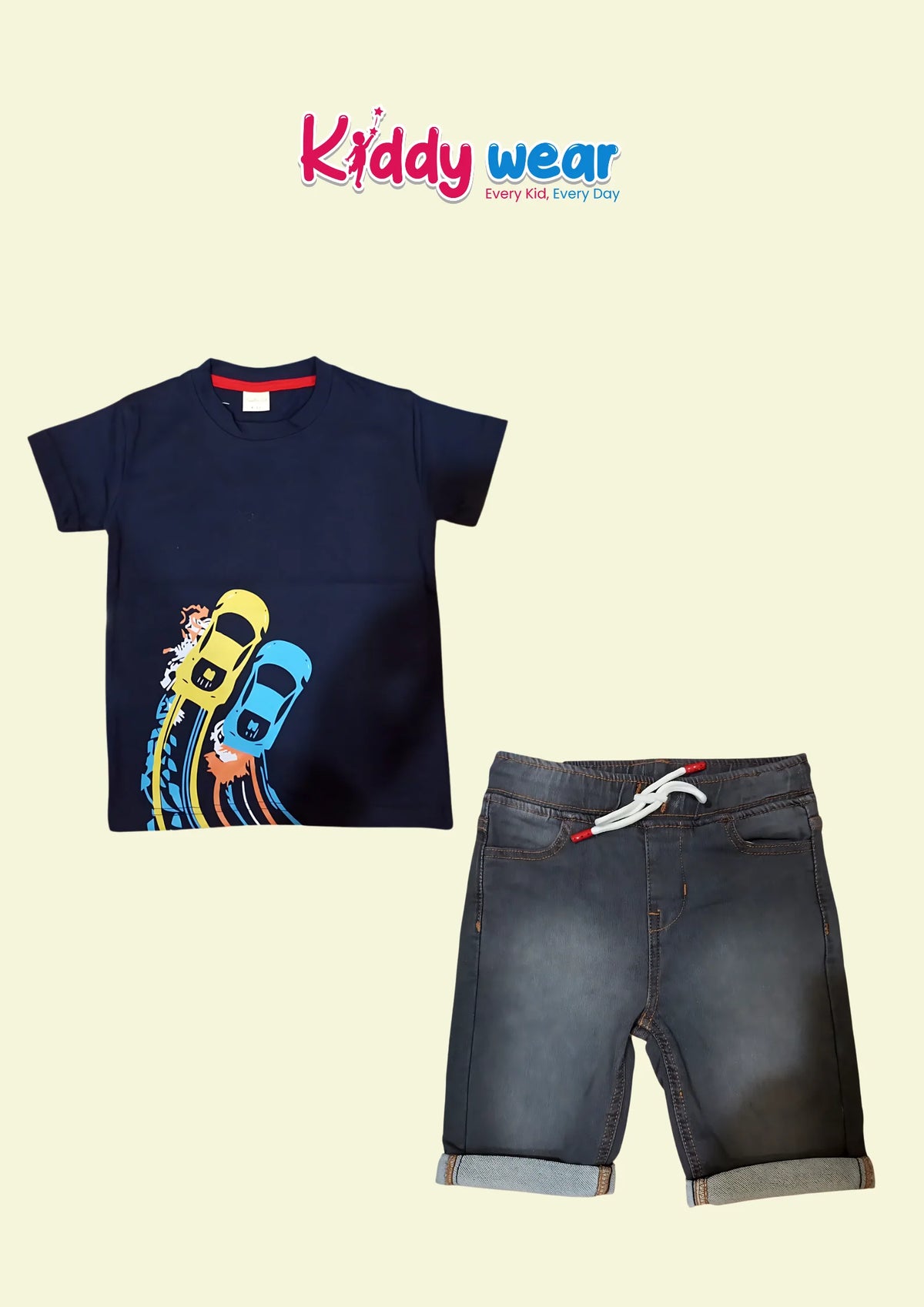 Kiddy Wear Kids' Racing Set - T-Shirt & Shorts Combo