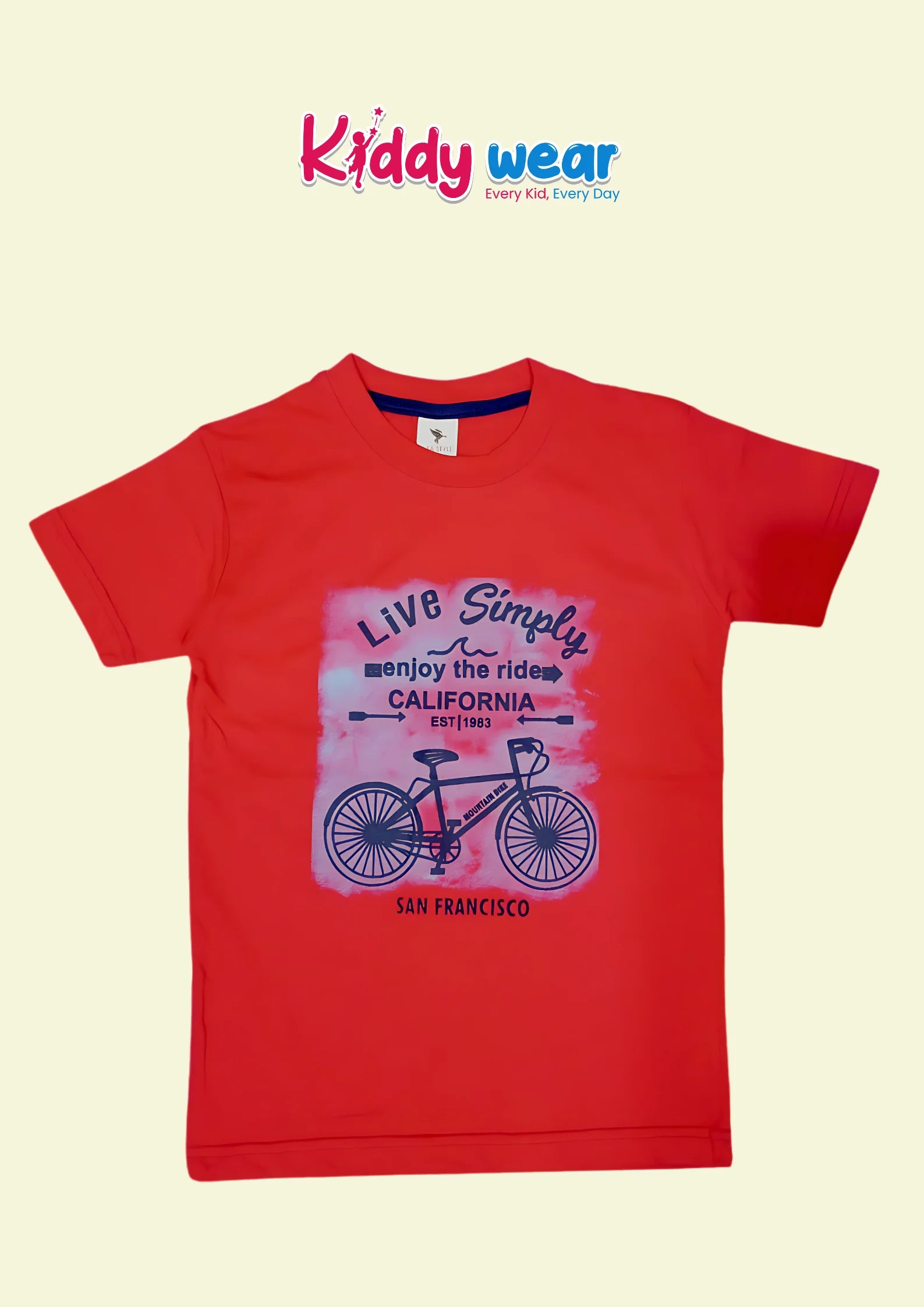 Live Simply" Bicycle Graphic Red Tee & Grey Jeans Set