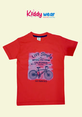 Live Simply" Bicycle Graphic Red Tee & Grey Jeans Set