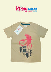 Kids' Khaki "Rules the Hill" Tee & Dark Blue Jeans Set