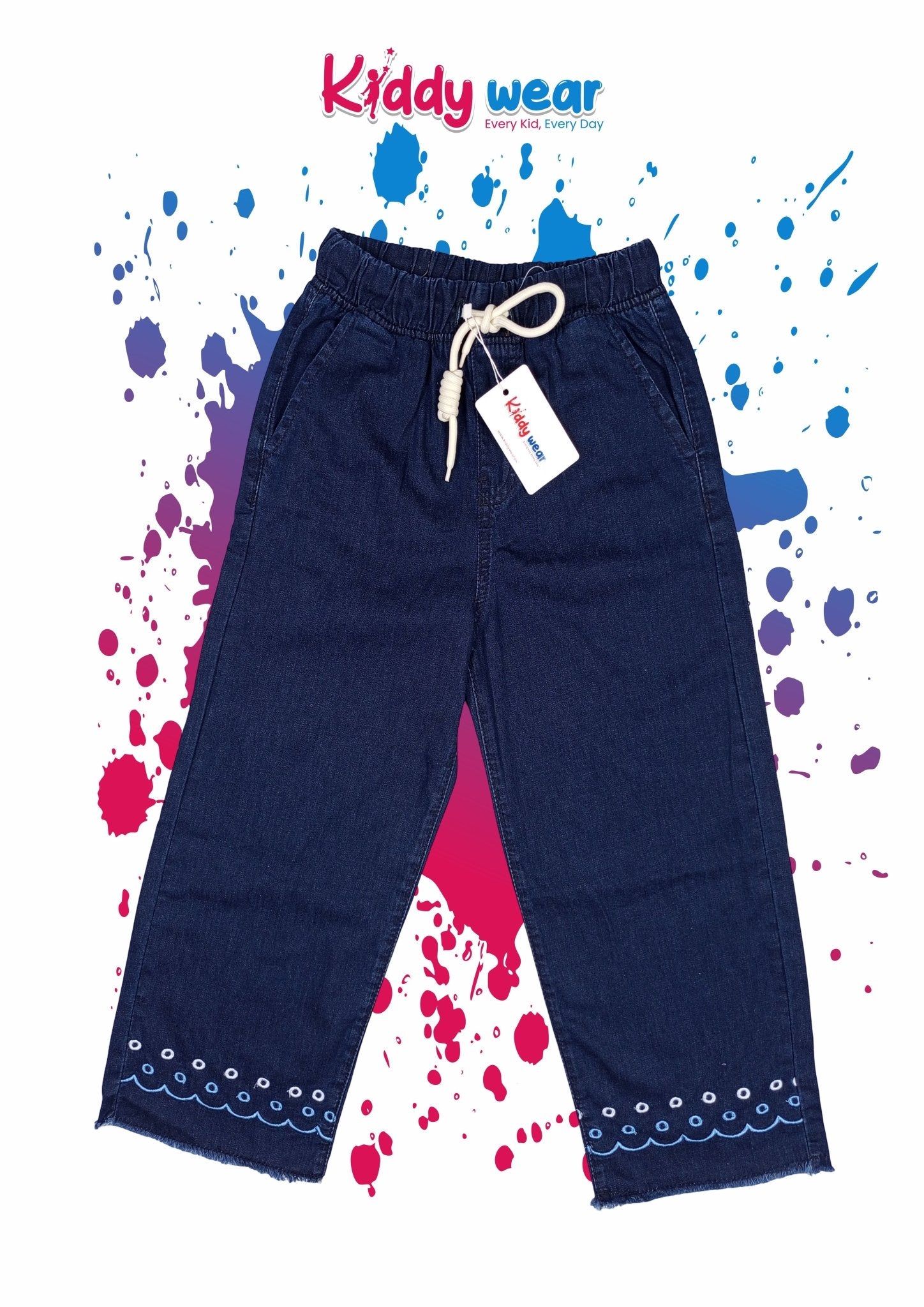 Girls' Embroidered Denim Pants - Kiddy Wear