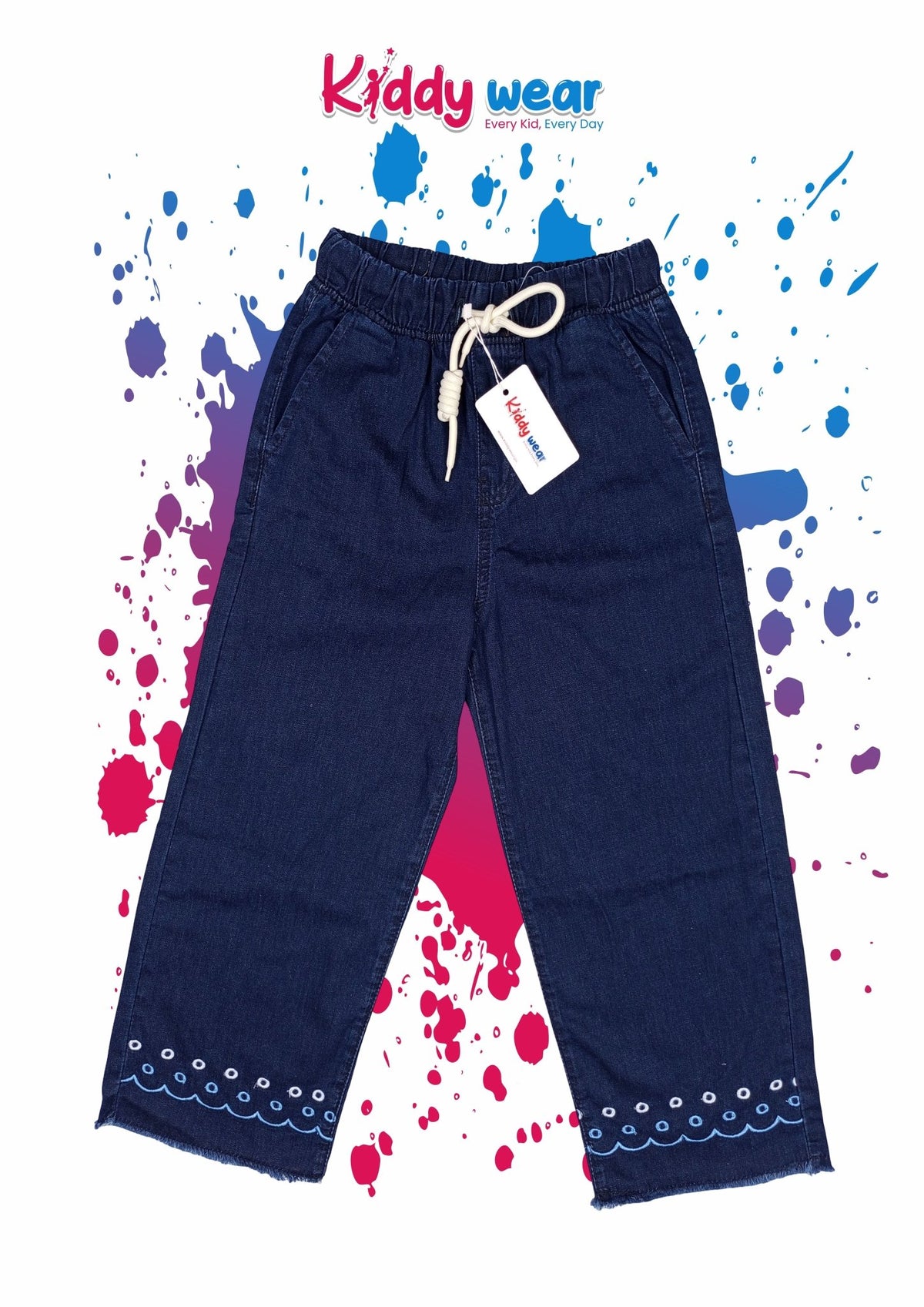 Girls' Embroidered Denim Pants - Kiddy Wear