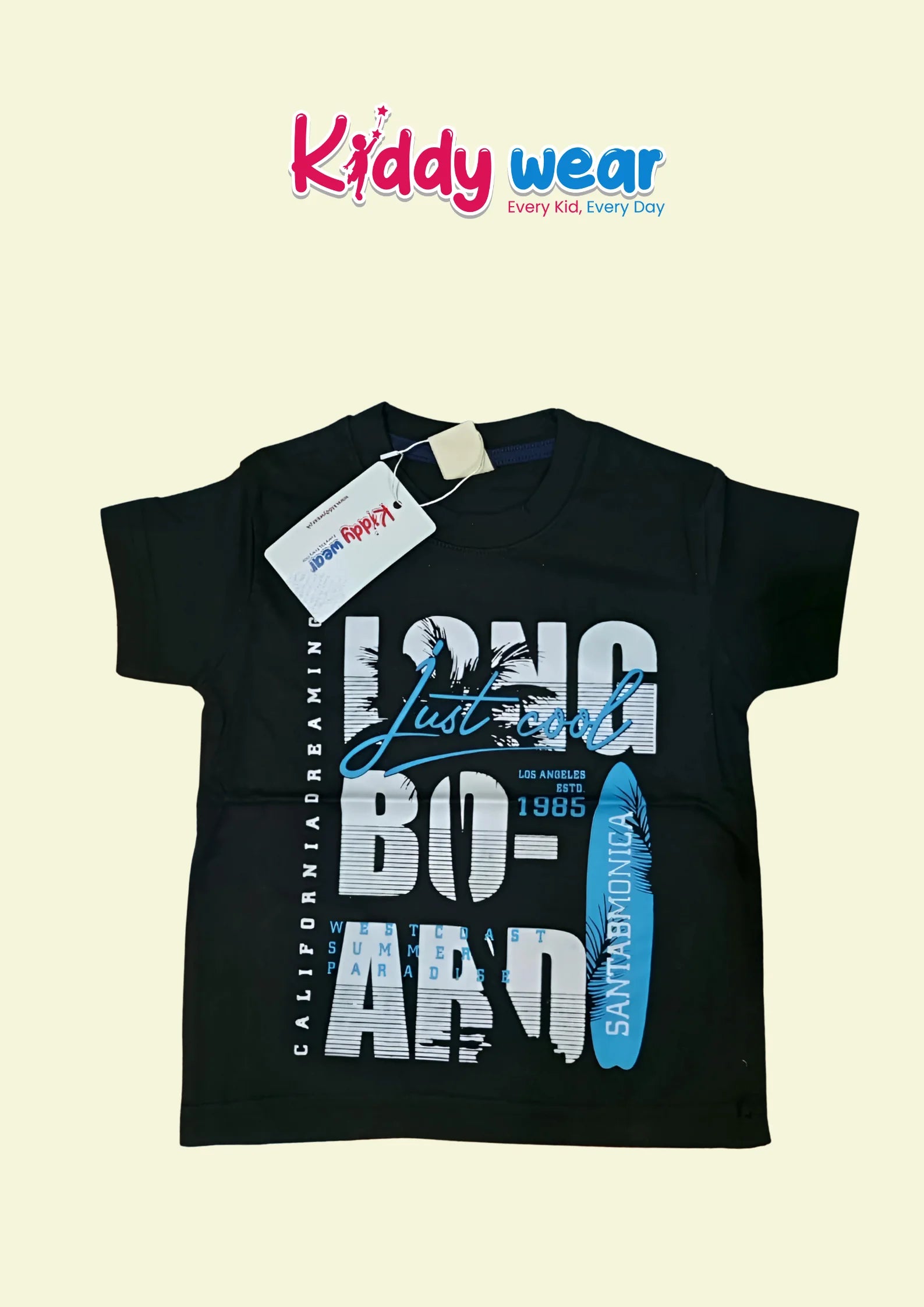 Kids' Black Long Board Tee & Grey Jeans Set