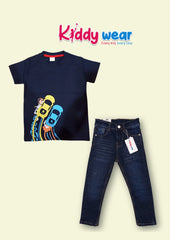 Kiddy Wear Kids' Racing Set - T-Shirt & Dark Jeans Combo