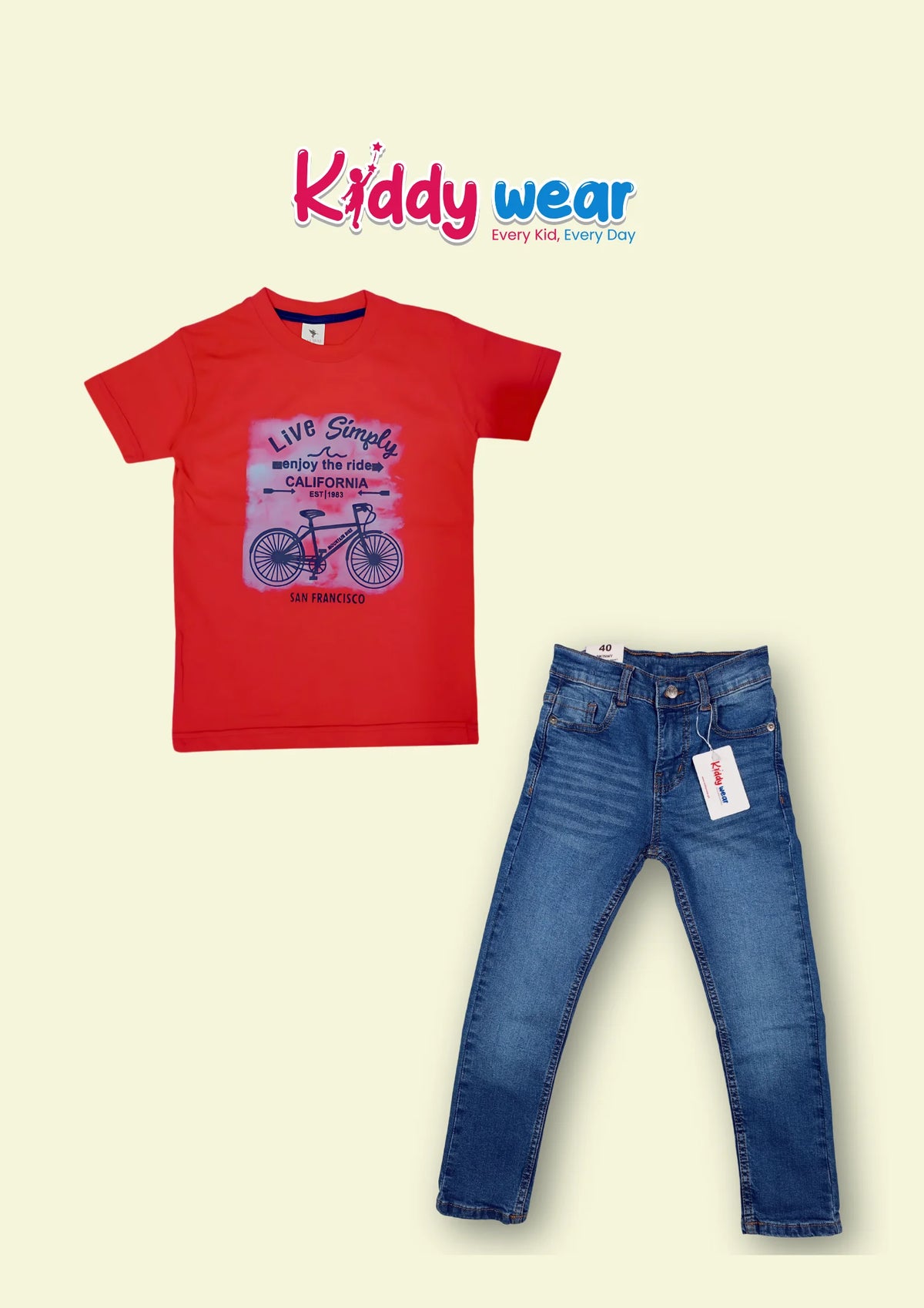 Racing Car Graphic Navy T-Shirt & Dark Denim Jeans Set