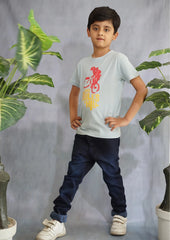 Kids' Light Blue Bicycle Tee & Grey Jeans Set