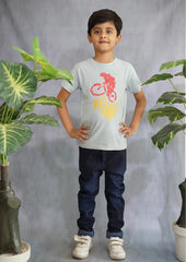Kids' Light Blue Bicycle Tee & Dark Blue Jeans Set
