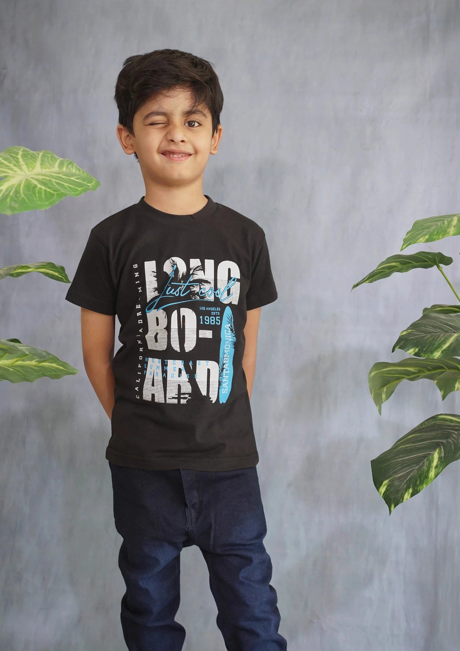 Kids' Black Long Board Tee Shirt