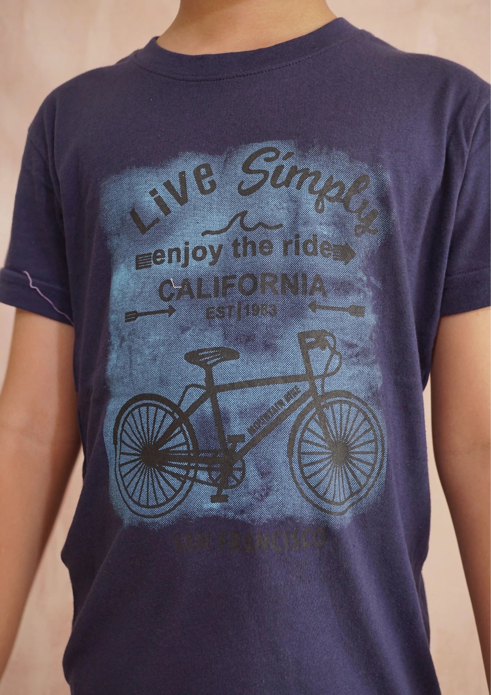 Kids' Navy "Live Simply" Bicycle T-Shirt