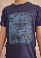 Kids' Navy "Live Simply" Bicycle T-Shirt