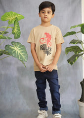 Kids' Khaki "Rules the Hill" Tee & Dark Blue Jeans Set